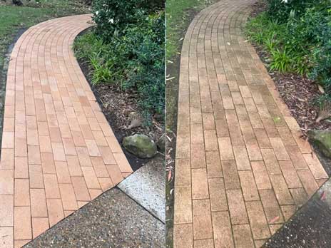 Curved pathway pressure wash